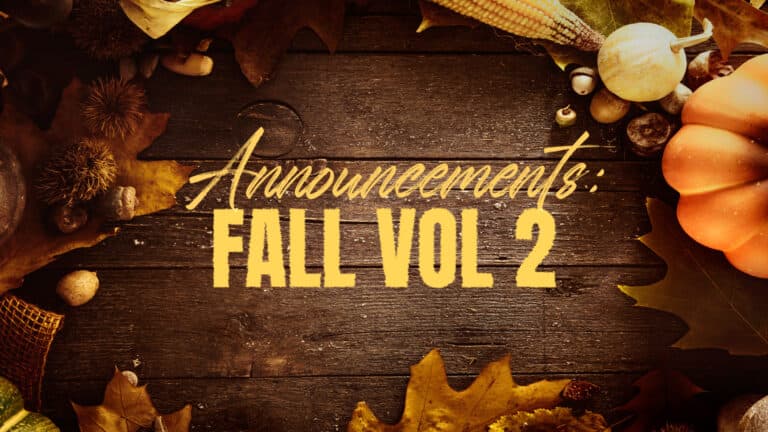 Announcements: Fall Vol 2